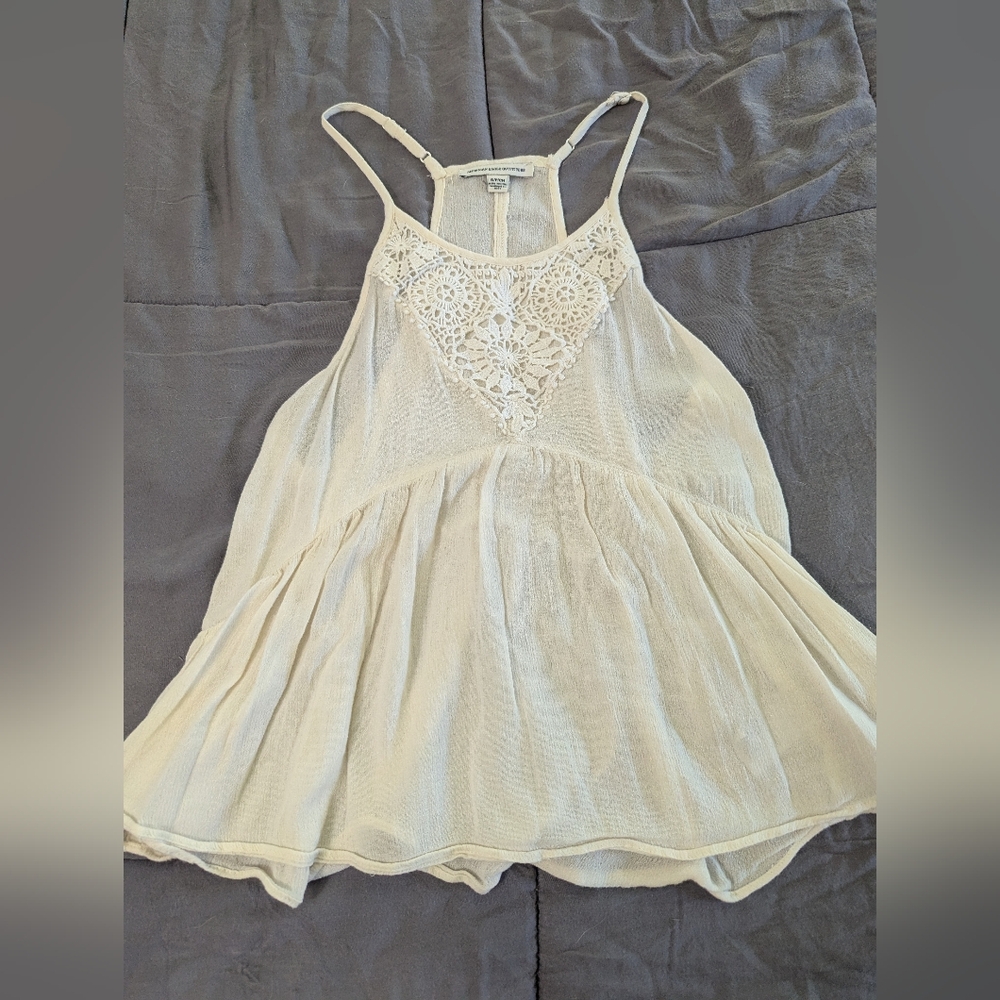 American Eagle Outfitters Small Cream Crochet Camisole Layer Fairy Whimsy Cottag